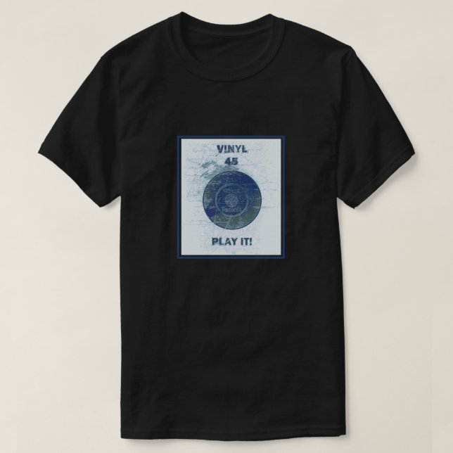 Camiseta Vinyl - 45 rpm Record -Lite Blue (Diseño del anverso)