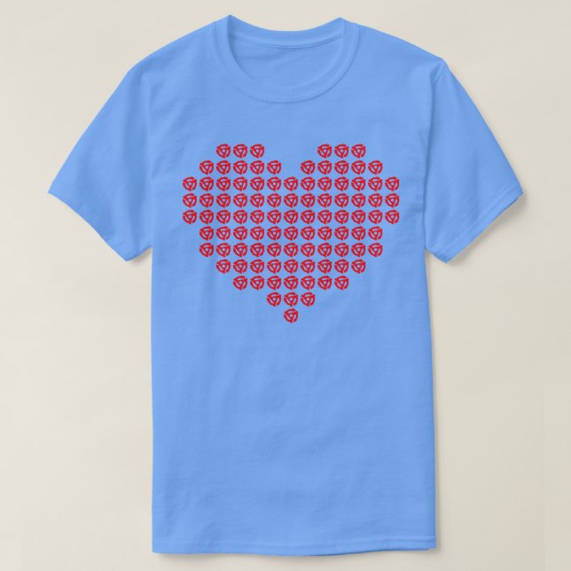 Camiseta Vinyl Heart 45 Spindle Record Rojo (Diseño del anverso)