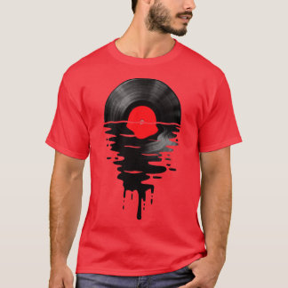 Camiseta Vinyl LP Music Record Sunset Red