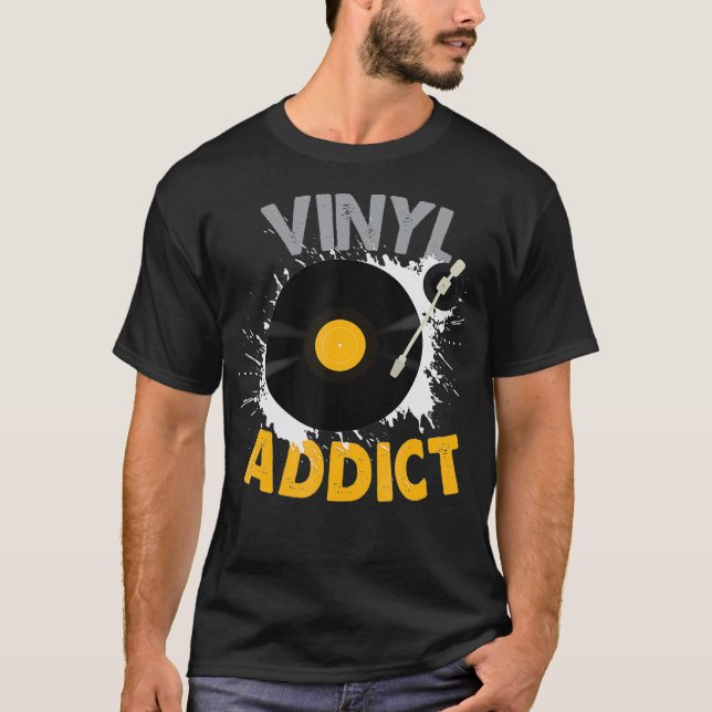 Camiseta Vinyl Record - Vinyl Addict DJ Audiophile LP EP (Anverso)