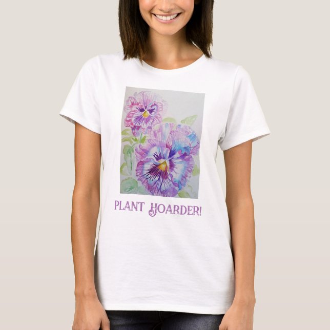 Camiseta Viola de acuarela de divertida jardinera (Anverso)