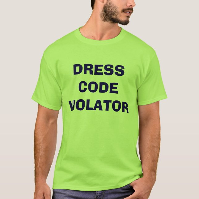 Camiseta VIOLADOR del CÓDIGO DE VESTIMENTA, escuela, (Anverso)