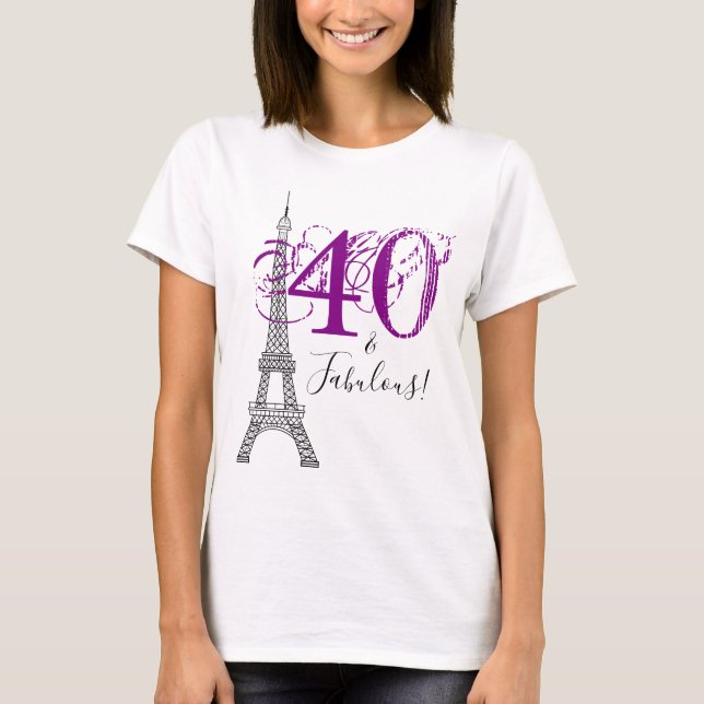 Camiseta Violet Purple 40 y la fabulosa Torre Eiffel de Par (Anverso)