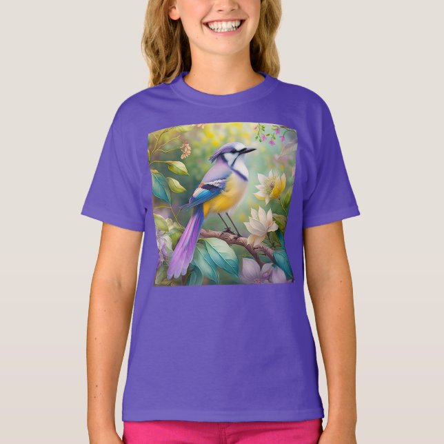 Camiseta Violet Tufted Jay Fantasy Bird (Anverso)