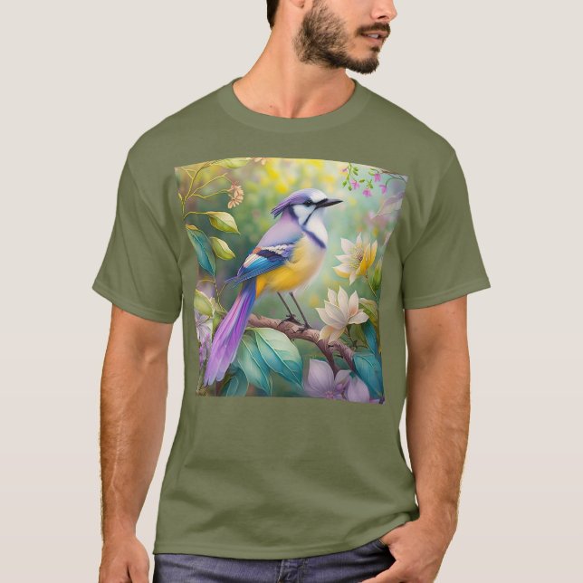 Camiseta Violet Tufted Jay Fantasy Bird (Anverso)