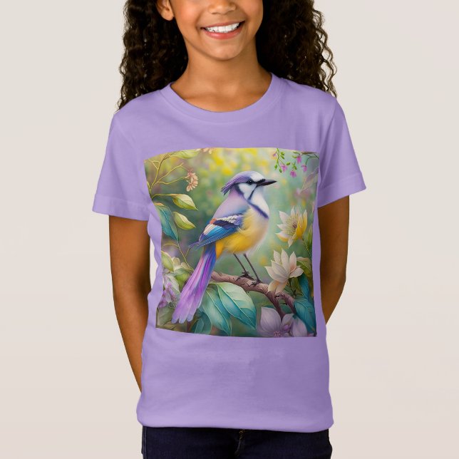 Camiseta Violet Tufted Jay Fantasy Bird (Anverso)