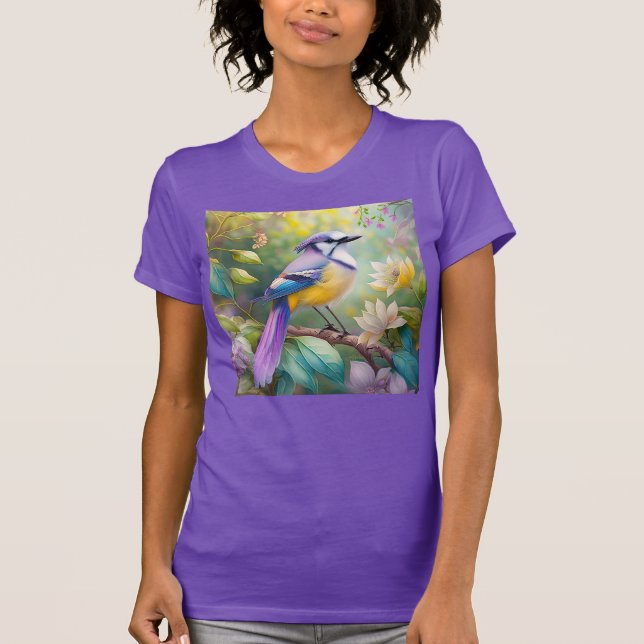 Camiseta Violet Tufted Jay Fantasy Bird (Anverso)