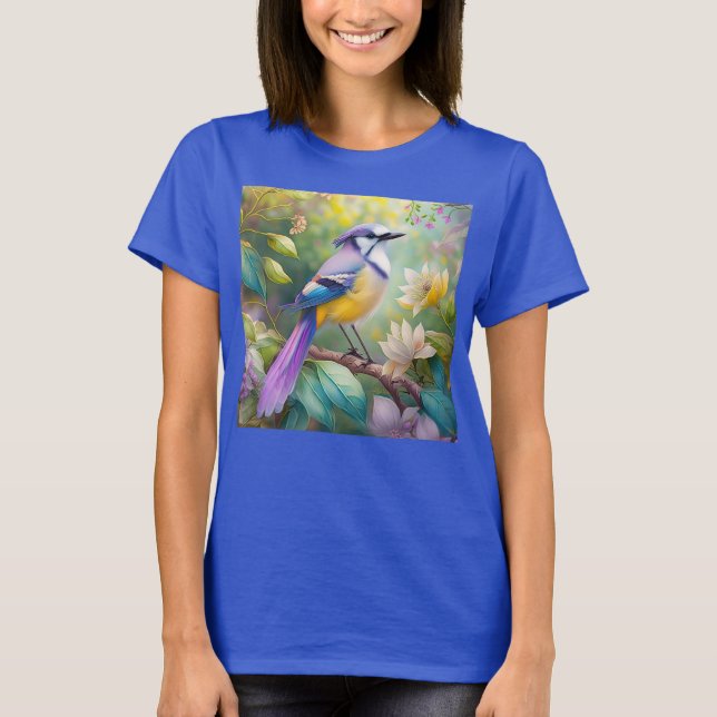 Camiseta Violet Tufted Jay Fantasy Bird (Anverso)
