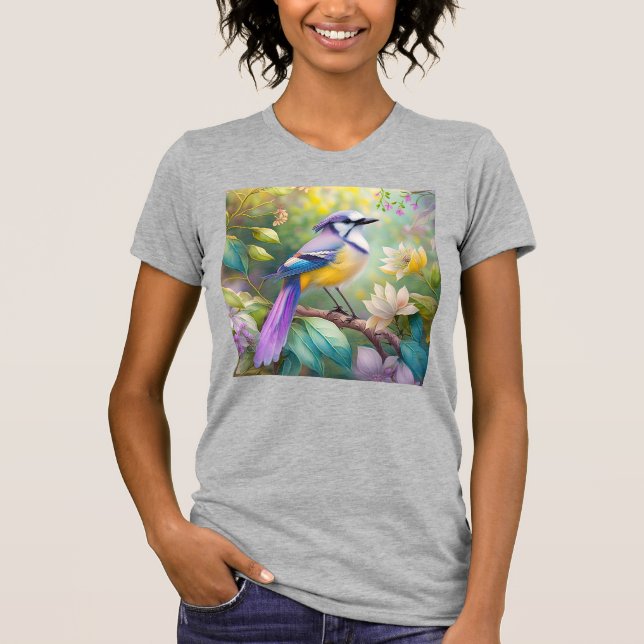 Camiseta Violet Tufted Jay Fantasy Bird (Anverso)