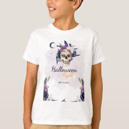 Camiseta Violet Watercolor Halloween Party Cráneo gótico