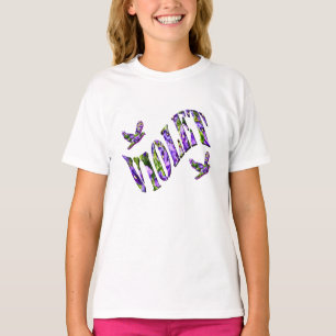 Camiseta Violeta, Nombre De Chicas Hecho Con Pansias Morada