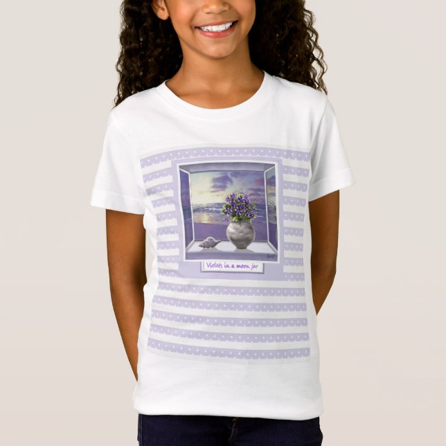 Camiseta violetas en tarro lunar (Anverso)