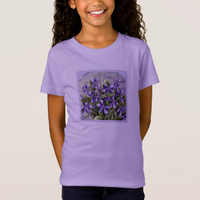 Camiseta violetas en tarro lunar (Anverso)