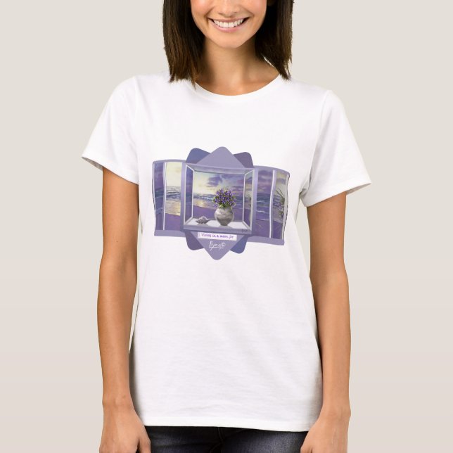 Camiseta violetas en tarro lunar (Anverso)