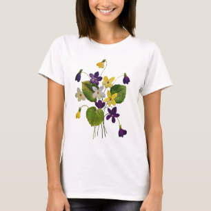 Camiseta Violetas salvajes muy diversas en bordado de trigo