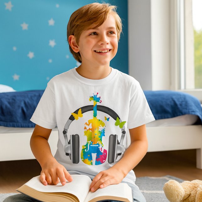 Camiseta Violín abstracto con audífonos y arte musical (Subido por el creador)
