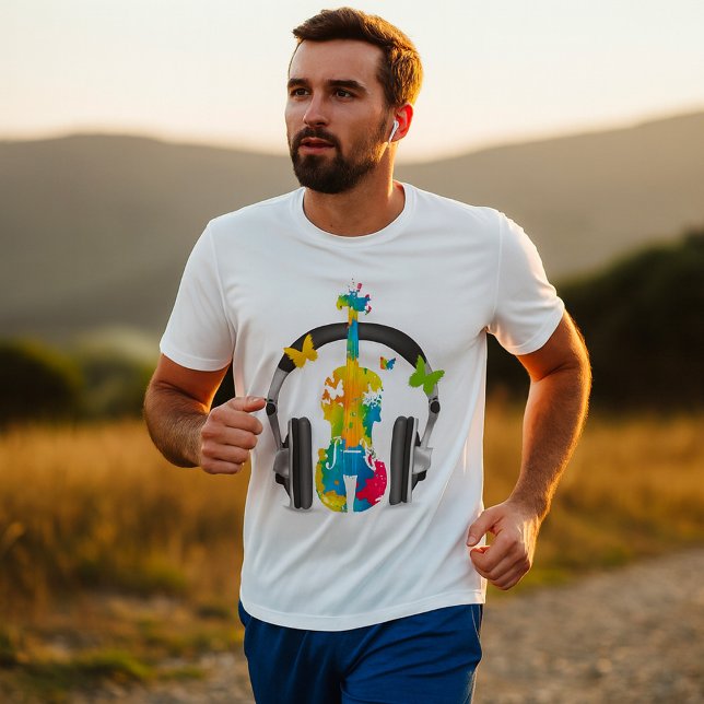 Camiseta Violín abstracto con audífonos y arte musical (Subido por el creador)