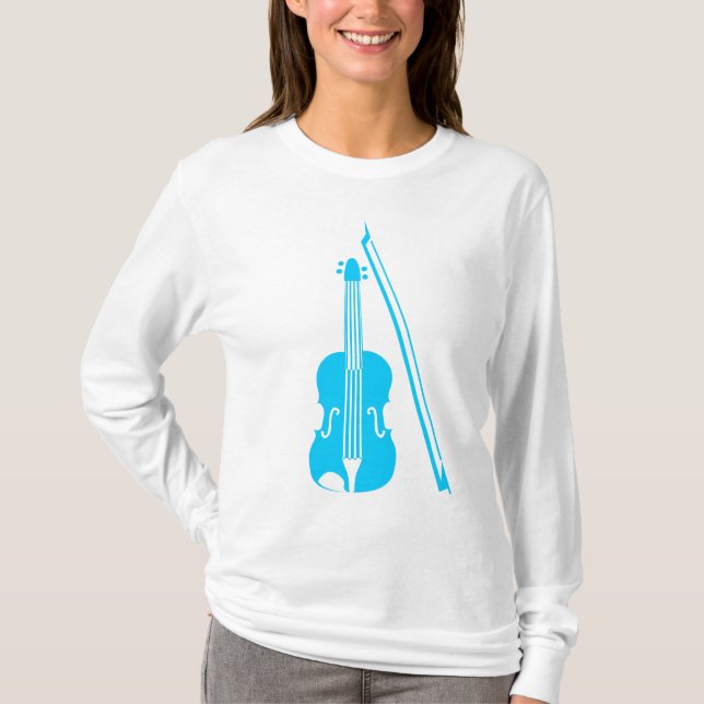 Camiseta Violín - Azul cielo (Anverso)