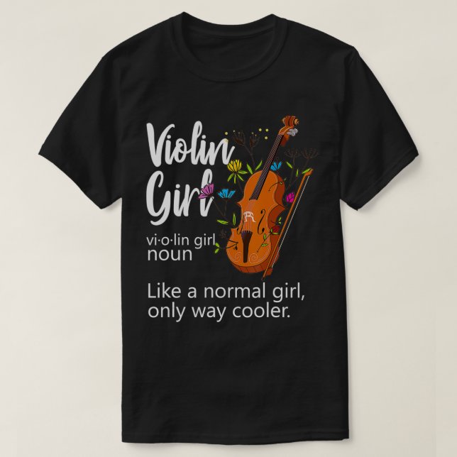 Camiseta Violín Chica Definición Flores Música Violinista (Diseño del anverso)