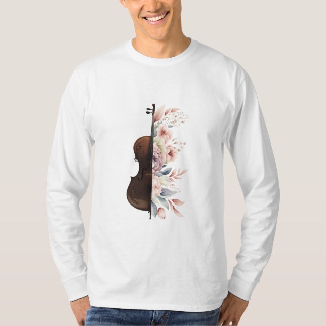 Camiseta Violín con flores. (Anverso)