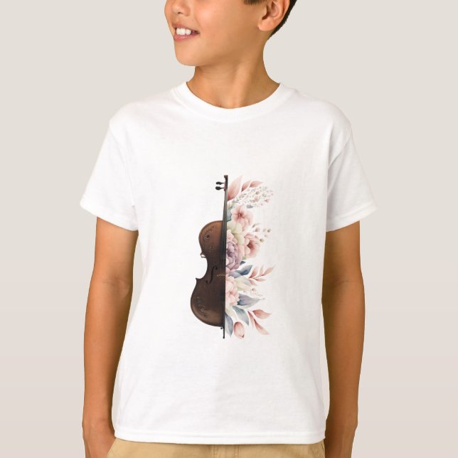 Camiseta Violín con flores. (Anverso)