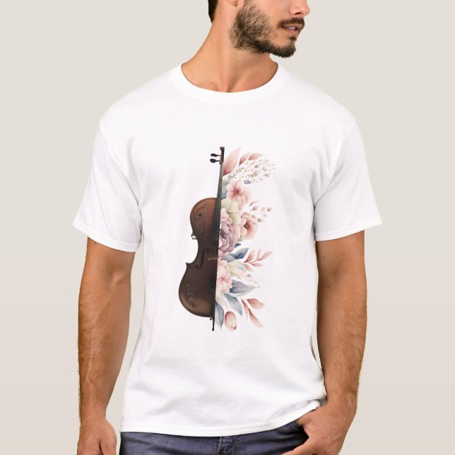 Camiseta Violín con flores. (Anverso)