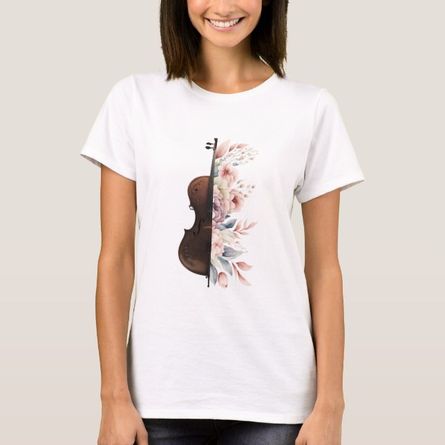 Camiseta Violín con flores. (Anverso)