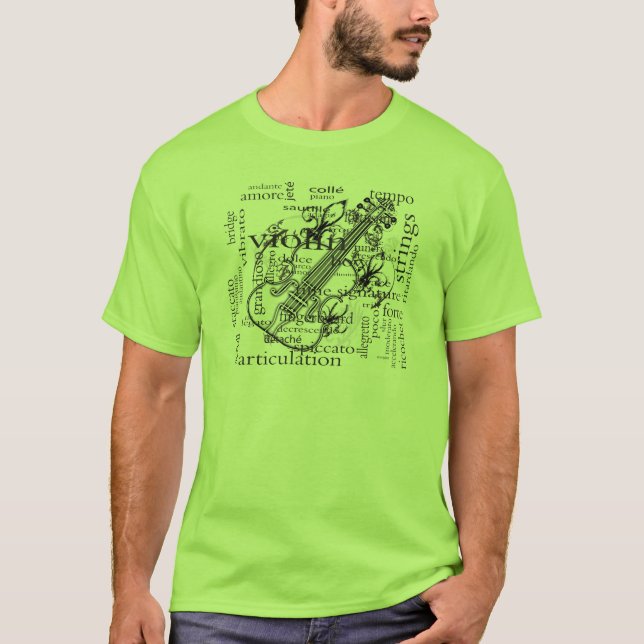 Camiseta violín con palabras (Anverso)