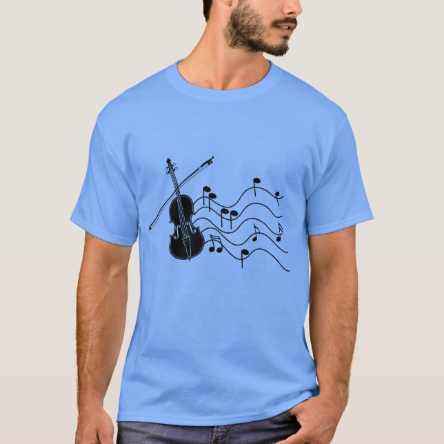 Camiseta Violin con regalo de notas musicales (Anverso)