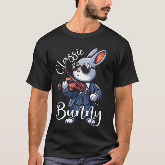 Camiseta Violín Conejo Violinista Fiddle Hare (Anverso)