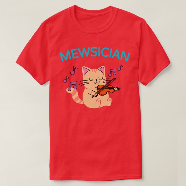 Camiseta Violín de juego de gato bonito (Diseño del anverso)