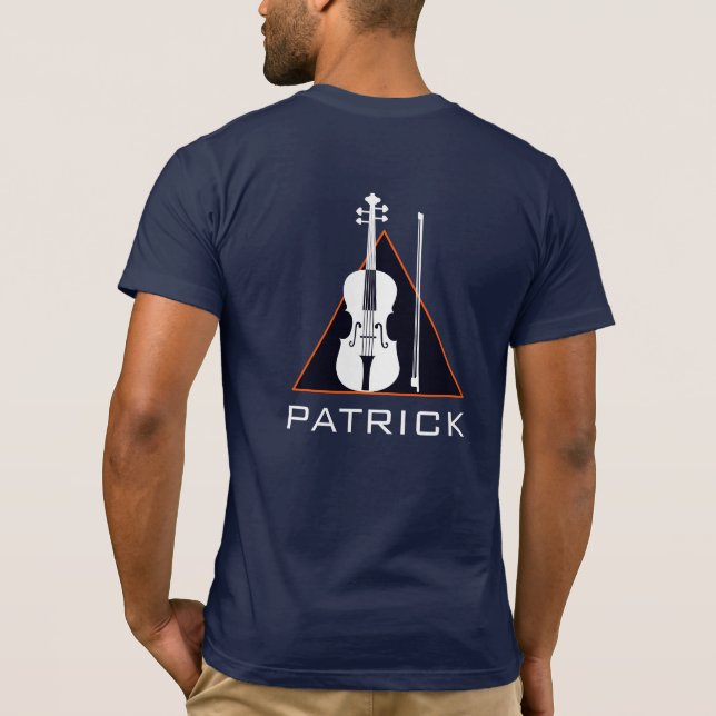 Camiseta Violín de la marina con nombre mínimo y violinista (Reverso)