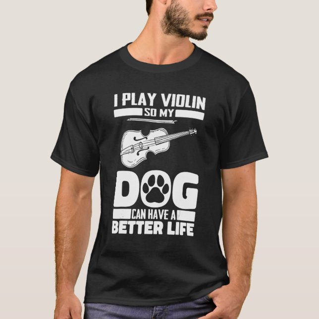 Camiseta Violin Dog Fiddle Fiddler Violinist (Anverso)