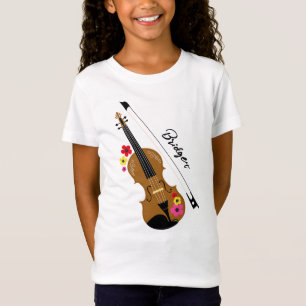 Camiseta Violin Floral Clásica Personalizada
