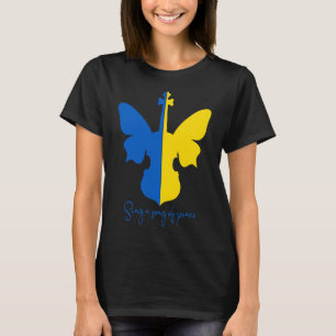 Camiseta Violin Mariposa Ucraniana Paz En Ucrania Música