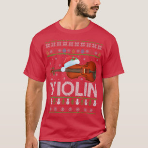 Camiseta Violin Music Lover Xmas Lighting Santa Ugly Violin