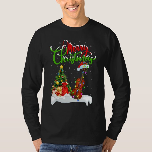 Camiseta Violin Music   Xmas Decorations Santa Violin Chris (Anverso)