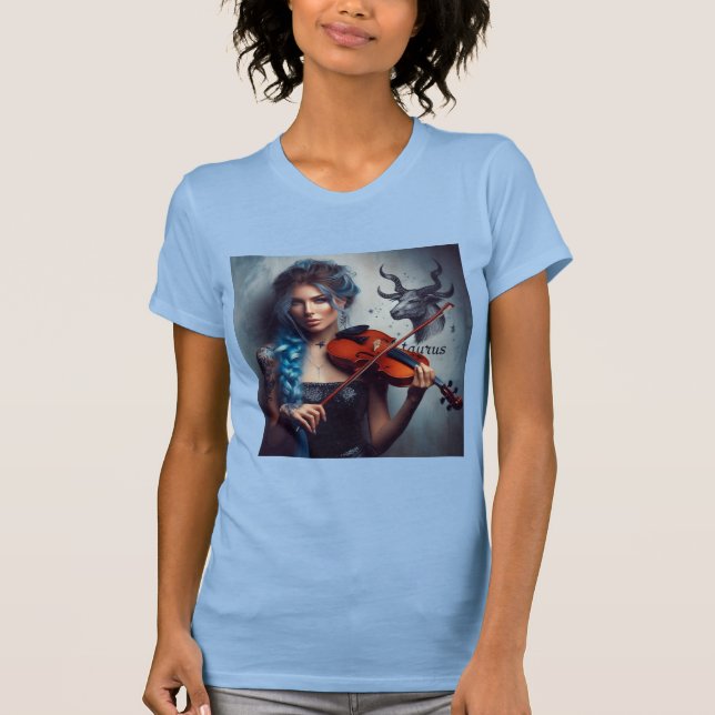 Camiseta Violin, músico zodiaco de Taurus (Anverso)
