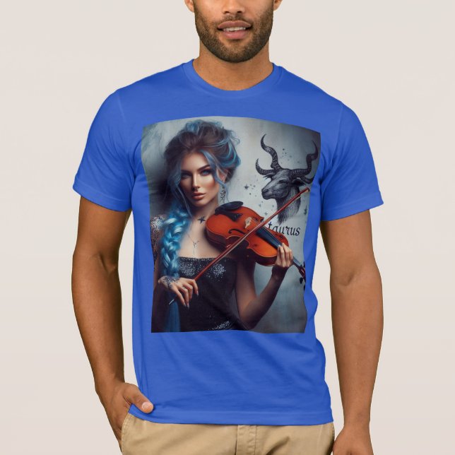 Camiseta Violin, músico zodiaco de Taurus (Anverso)