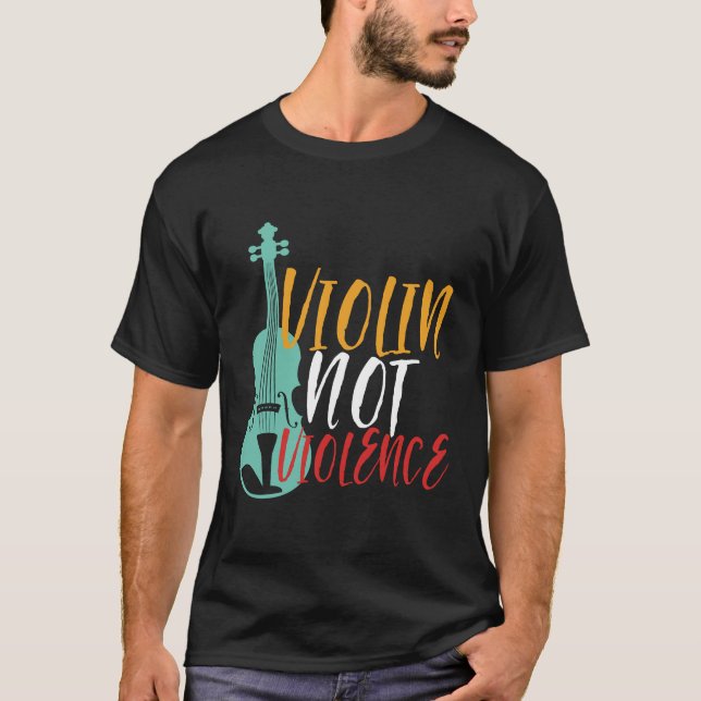Camiseta Violin No Violencia Graciosa Orquesta Música Punte (Anverso)