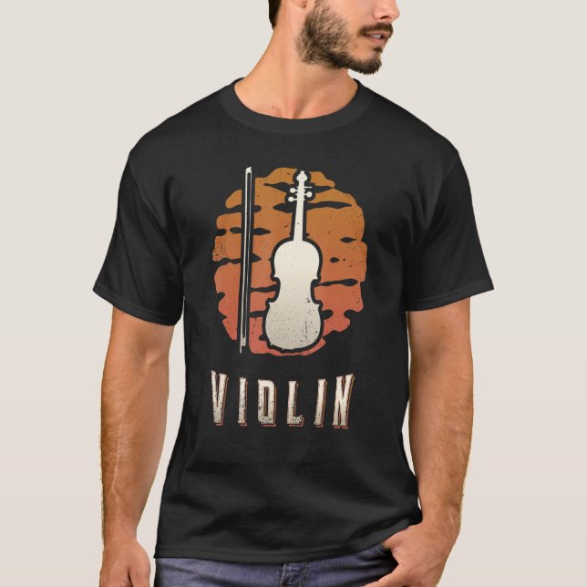 Camiseta Violin Vintage Retro Classic Sunset Music (Anverso)