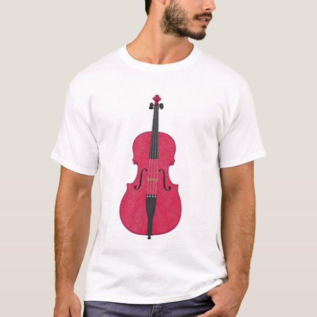 Camiseta Violín: Violín rosado: 3d ángulo modelo #4: Música (Anverso)