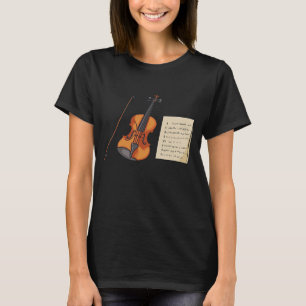 Camiseta Violín Y Violaciones De La Música De Hoja