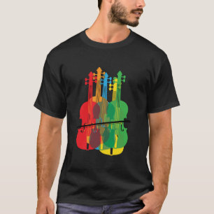 Camiseta Violinas multicolores Regalo de cumpleaños para mú