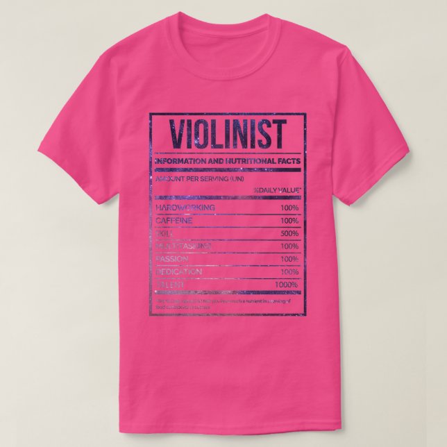 Camiseta Violinist Funny Violin Nutrition Label (Diseño del anverso)