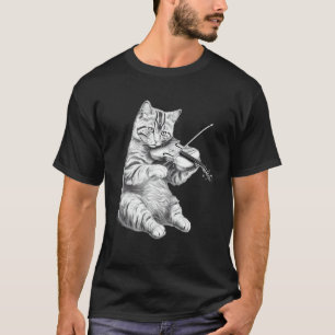 Camiseta Violinista Gato Música Músico Tocador de Cuerdas C