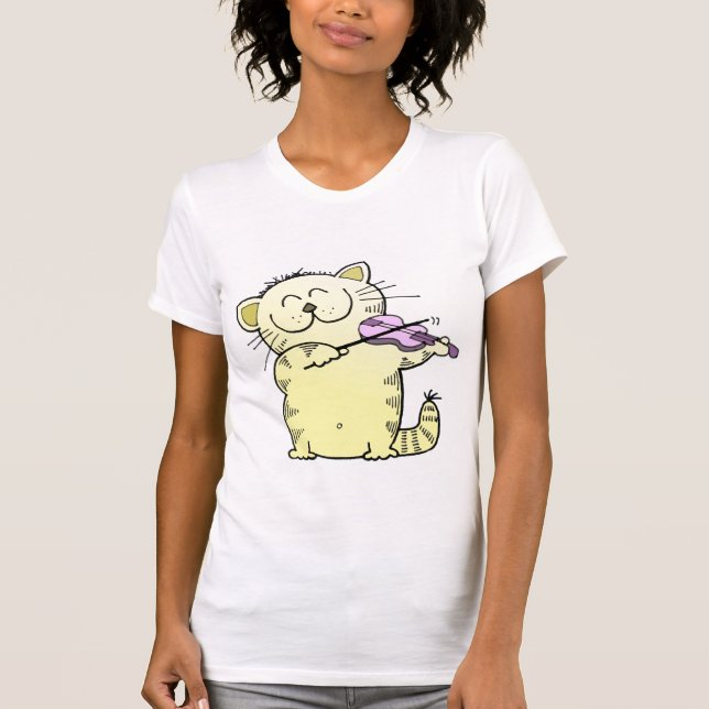 Camiseta Violinista lindo del gatito (Anverso)