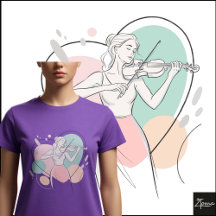 Violinista minimalista Elegante boceto Pastel