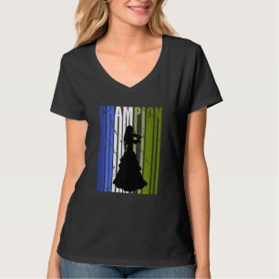 Camiseta Violinista Niña Azul Verde Violín Distressed Vinta