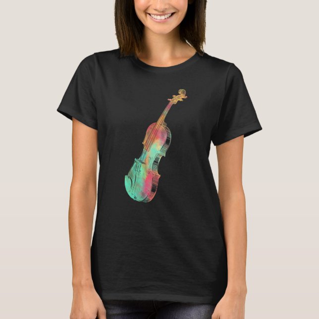 Camiseta Violinista Para Hombres Violín De Estilo Colorido (Anverso)